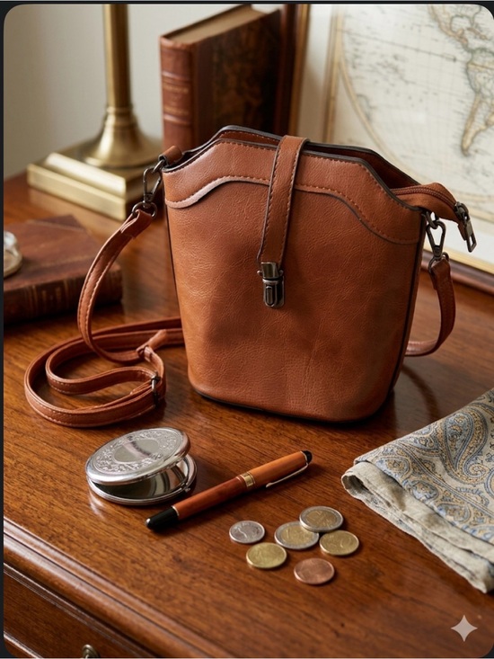 Handbags - Light Brown Leather crossbody Purse